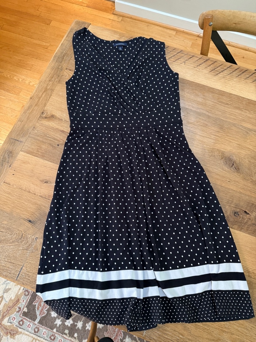 Lands End Faux Wrap Fit and Flare Dress - Size 10-12